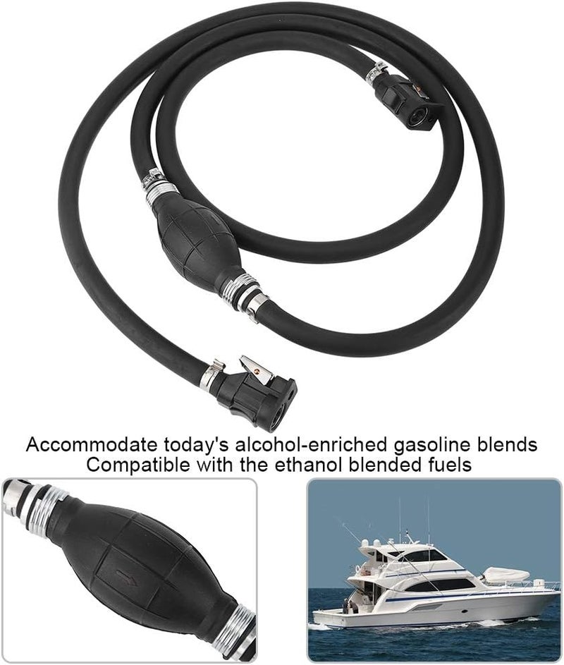 Maxmartt Boat Fuel Line 3/8in 7ft Boat Motor Fuel Gas Hose Fuel Line with Ball Pump Marine Gas Tank Fuel Line Assembly with Primer Bulb Connector for Marine Johnson - Image 3