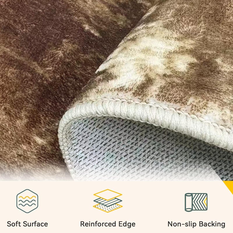 RELEANY Washable Area Rugs 6'x9' Non-Slip Modern Abstract Soft for Living Room Entryway Bedroom Nursery, Print Pattern, Brown Tan Beige Coffee - Image 5