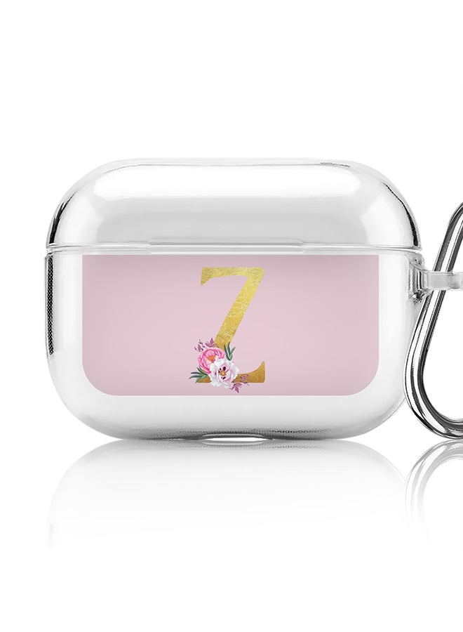 Stylizedd Classic Clear printed Case for Apple AirPods Pro 2nd Generation Thin Transparent Cover - Custom Monogram Initial Letter Floral Pattern Alphabet - Z (Pink ) - Image 1