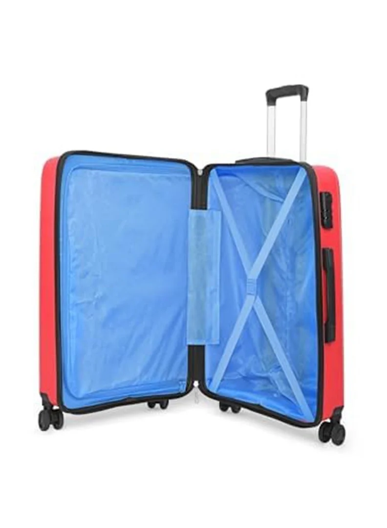 Skybags Maxx Checked Luggage | Hardside Polypropylene Solid Pattern with TSA Lock Trolly| 360° 4 Double Wheeler| Cabin-28 Inch, Red