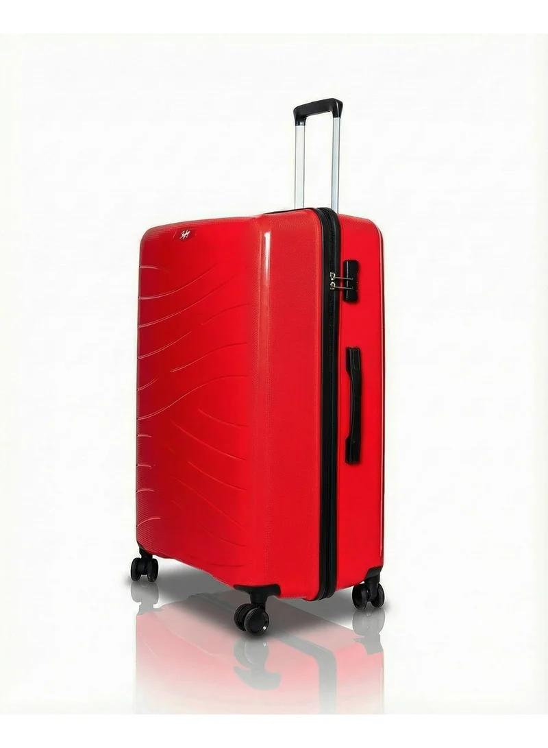 Skybags Maxx Checked Luggage | Hardside Polypropylene Solid Pattern with TSA Lock Trolly| 360° 4 Double Wheeler| Cabin-28 Inch, Red