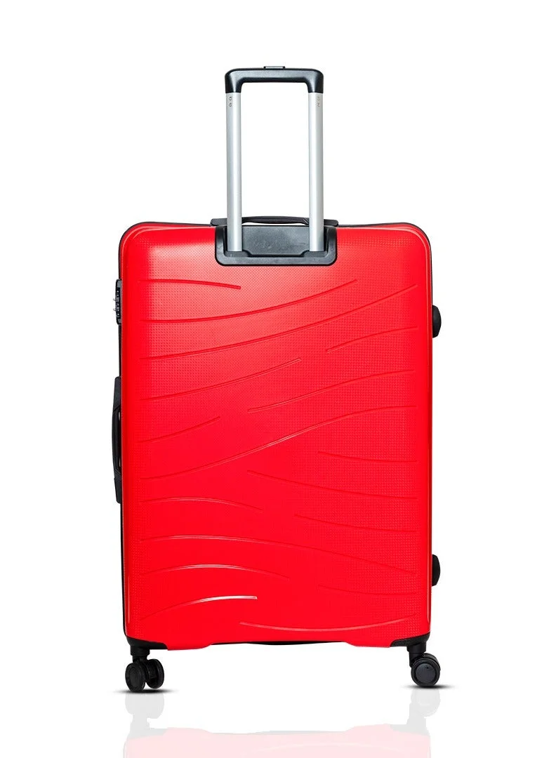 Skybags Maxx Checked Luggage | Hardside Polypropylene Solid Pattern with TSA Lock Trolly| 360° 4 Double Wheeler| Cabin-28 Inch, Red