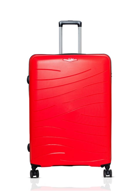 Maxx Checked Luggage | Hardside Polypropylene Solid Pattern with TSA Lock Trolly| 360° 4 Double Wheeler| Cabin-28 Inch, Red