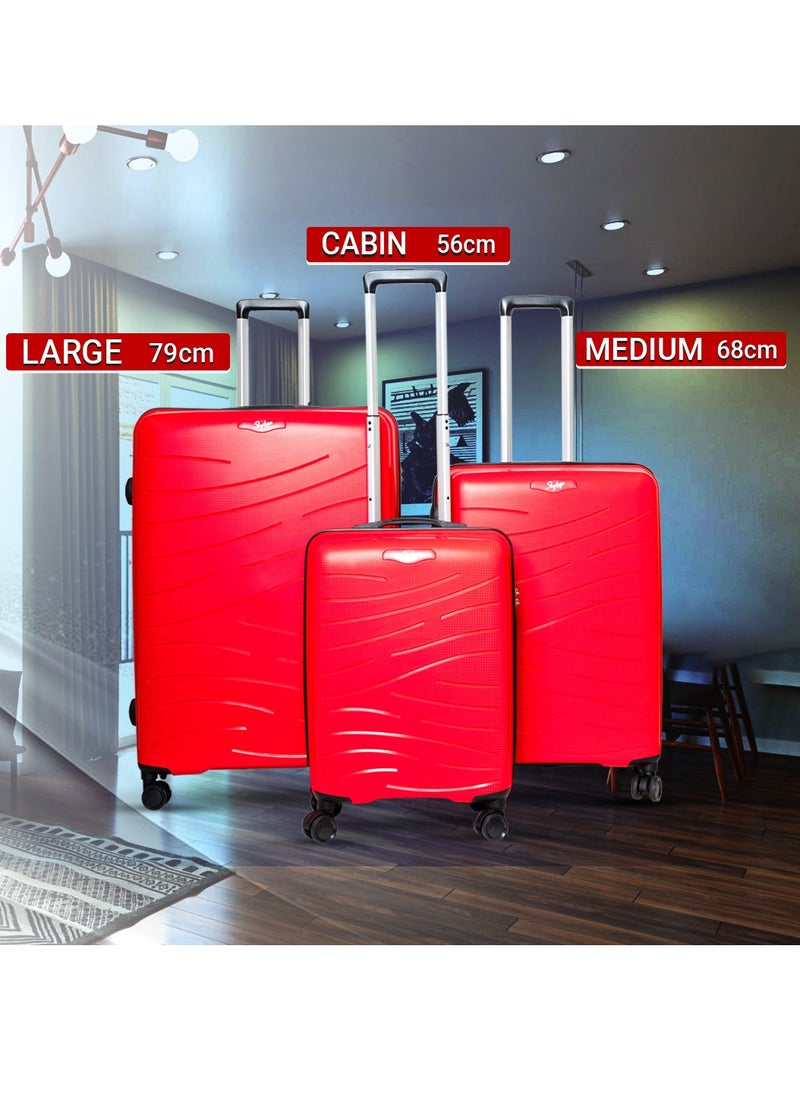 Skybags - Maxx Checked Luggage | Hardside Polypropylene Solid Pattern with TSA Lock Trolly| 360° 4 Double Wheeler| Cabin-28 Inch, Red - Image 1
