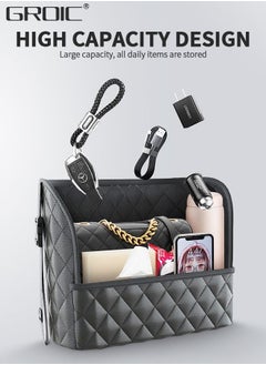 GROIC Car Back Seat Organizer, Hanging PU Leather Car Storage Bag, Compatible with Most Vehicles Interior Accessories Organizer,Car Seat Storage Organizer and Handbag Holder,Vehicle Trash Can  - Image 5