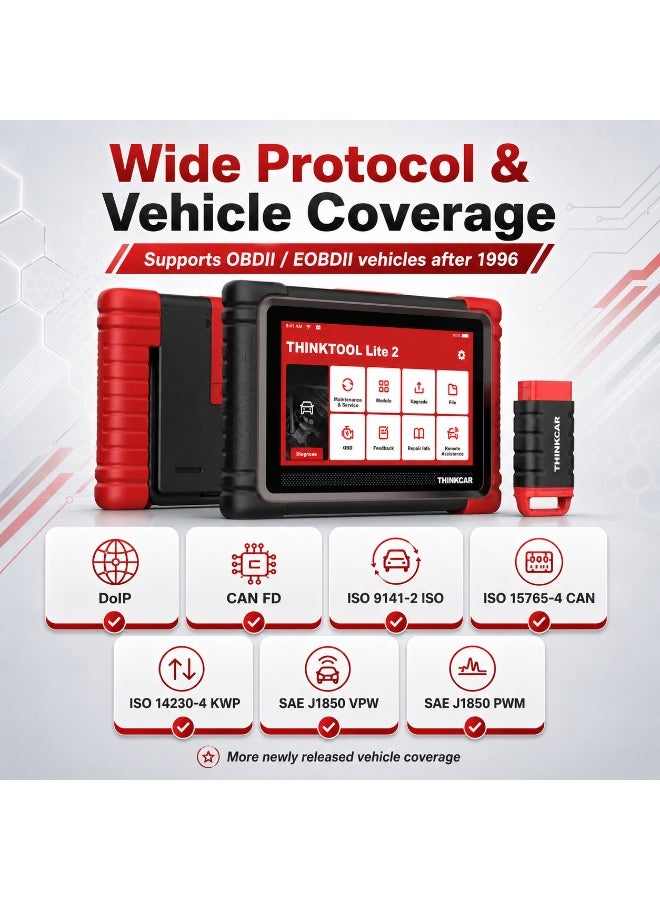 Thinkcar ThinkTool Lite 2 7-Inch Full System Diagnostic Scanner with CAN FD DoIP Active Test & Coding - Image 2