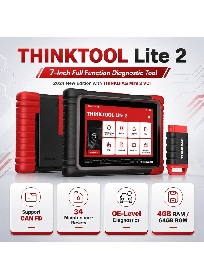 Thinkcar ThinkTool Lite 2 7-Inch Full System Diagnostic Scanner with CAN FD DoIP Active Test & Coding - Image 1
