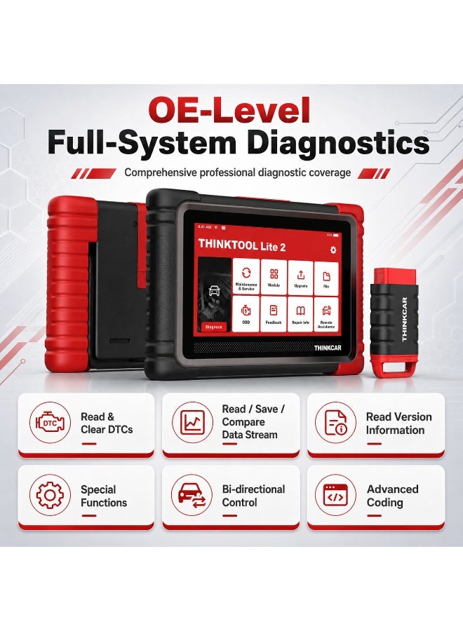 Thinkcar ThinkTool Lite 2 7-Inch Full System Diagnostic Scanner with CAN FD DoIP Active Test & Coding - Image 4