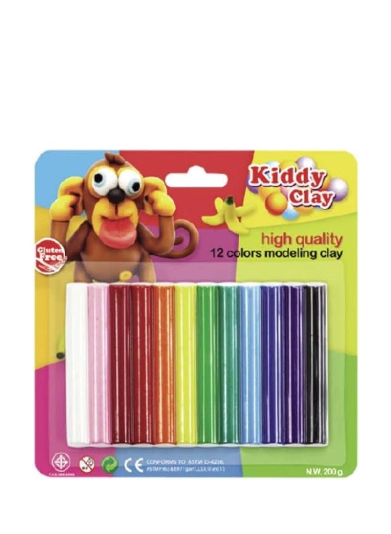 Kiddy Clay Modeling Clay - Set Of 12 Colors