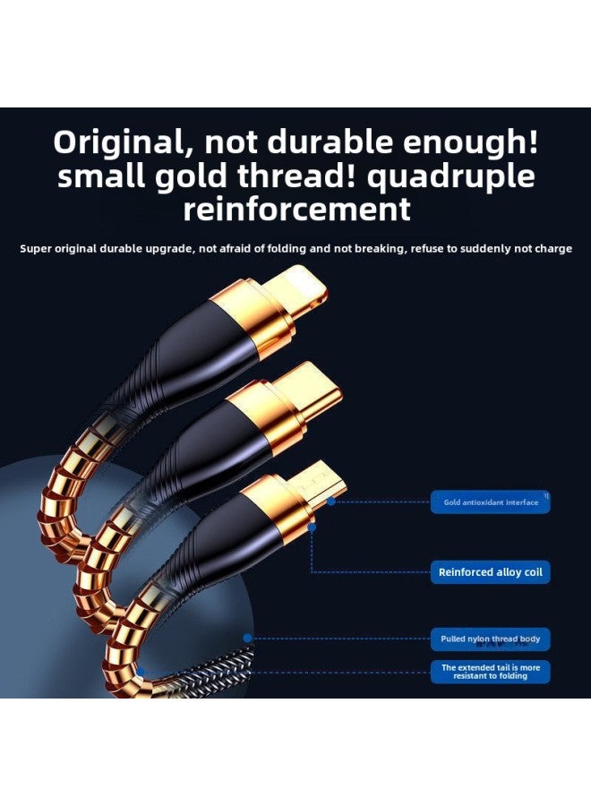 Data Cable Three-in-one Charging Cable 66W Mobile Phone Super Fast Charging 120W One-on-three 6A Suitable For Apple China-Color:White 1.8m 【120w Super Fast Charge】 2 Pack - Image 4