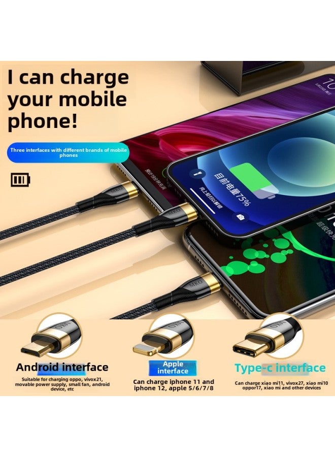 Data Cable Three-in-one Charging Cable 66W Mobile Phone Super Fast Charging 120W One-on-three 6A Suitable For Apple China-Color:White 1.8m 【120w Super Fast Charge】 2 Pack - Image 5