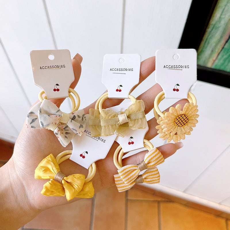 Loquat Cute Cartoon Flower Girls Hair Ties Light yellow