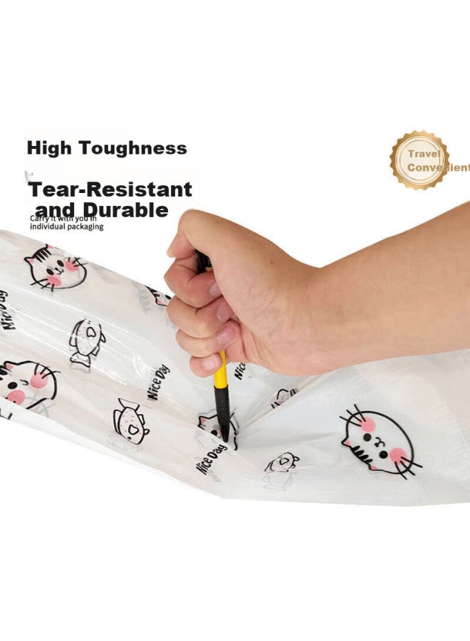 Bwnk Disposable Thickened Wear-resistant Rain Shoe Covers For Adults And Children Outdoor Portable Rain Shoes Cat Eating Fish Print 5 Pairs Pack - Image 2