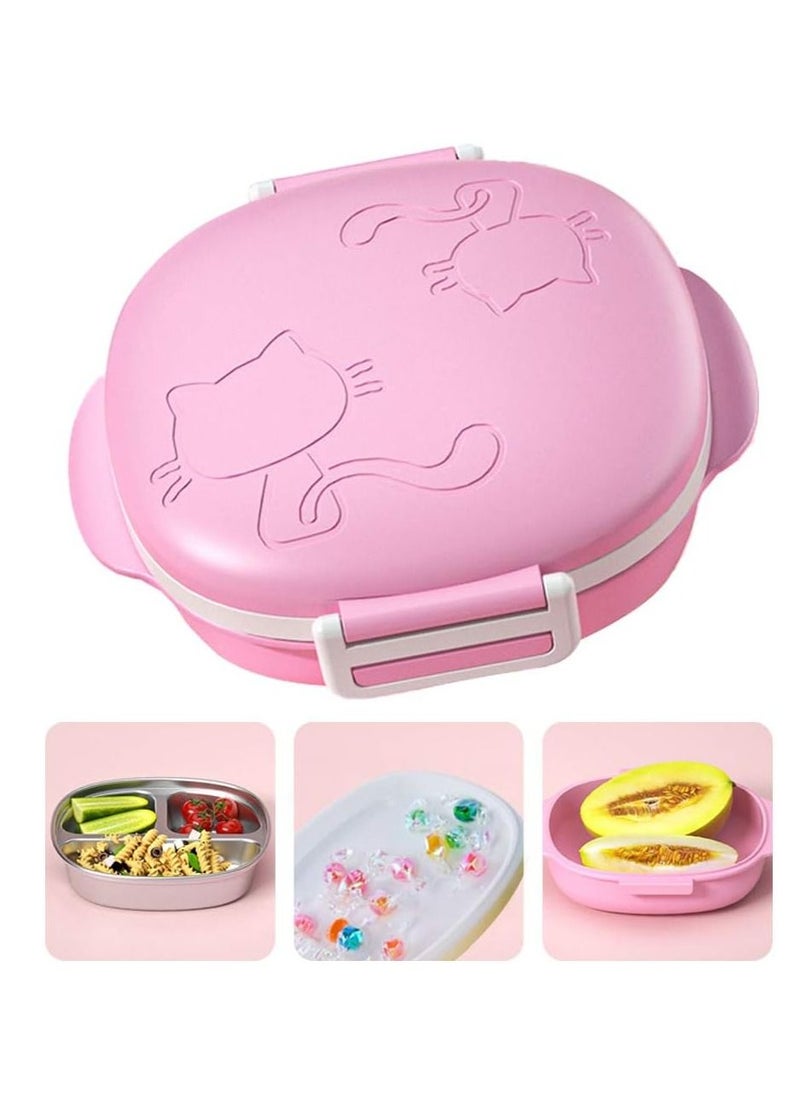 Y&D Stainless Steel Bento Box For Kids-Thermal Leakproof Lunch Box For Toddlers 3-Compartment Double-deck Bento-Style Kids Lunch Container Pre-School Daycare Lunches And Snack Container Kids BPA Free  - Image 2