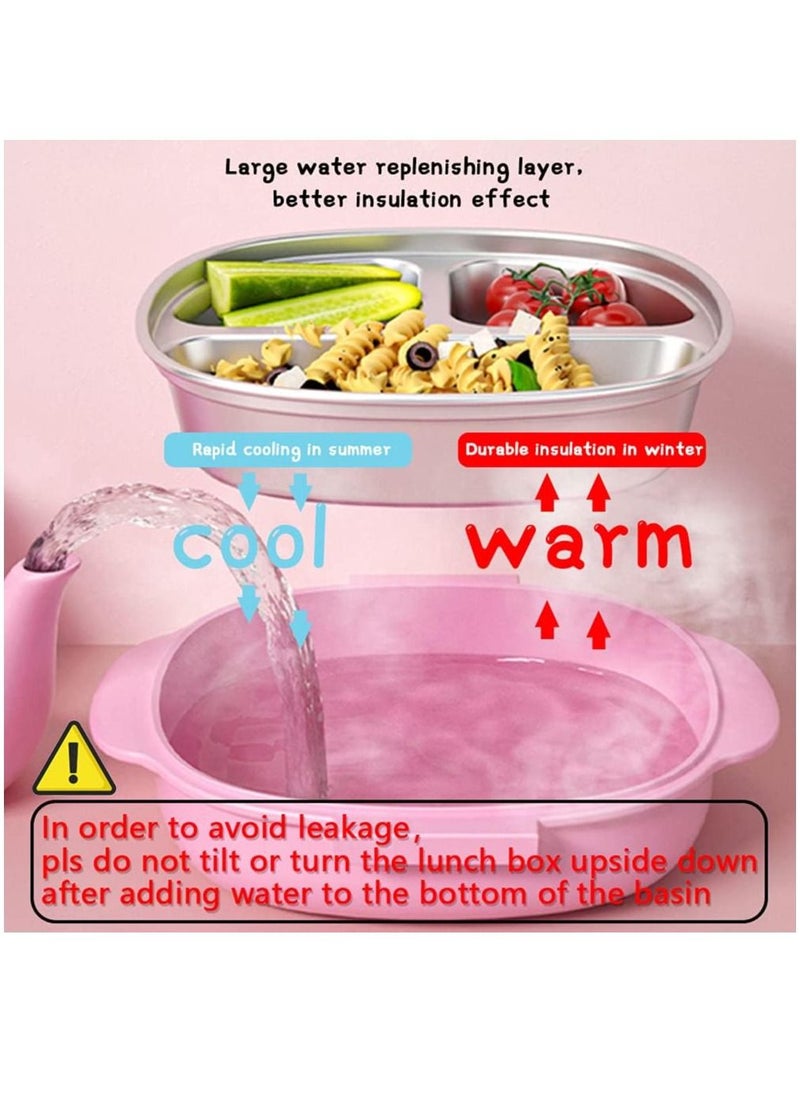 Y&D Stainless Steel Bento Box For Kids-Thermal Leakproof Lunch Box For Toddlers 3-Compartment Double-deck Bento-Style Kids Lunch Container Pre-School Daycare Lunches And Snack Container Kids BPA Free  - Image 4