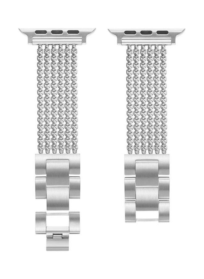 NIBEMINENT Ethnic Replacement Watchband for Apple Watch Series 1/2/3/4/5/6/7/SE 38/40/41mm Silver - Image 2