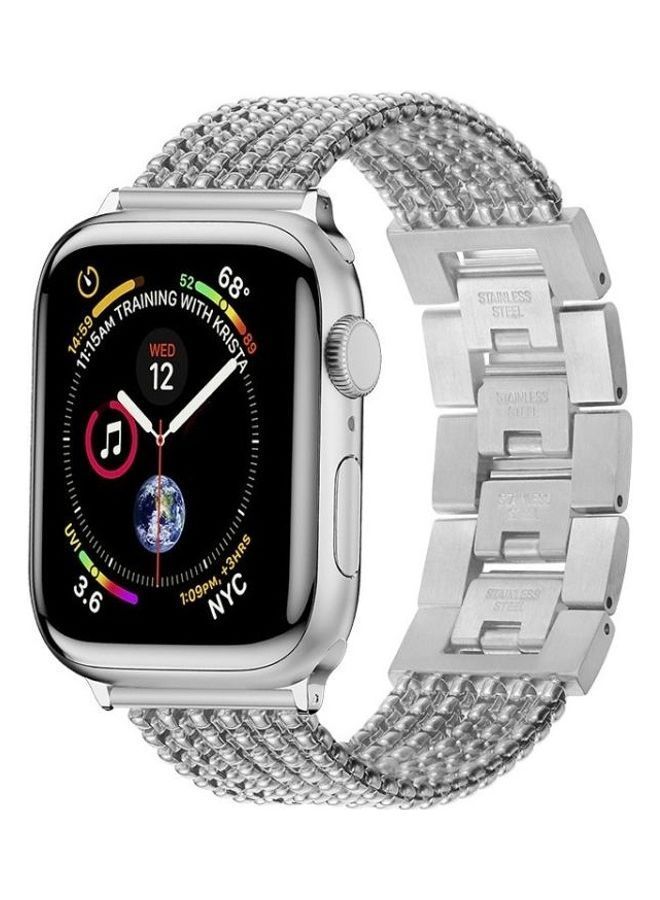NIBEMINENT Ethnic Replacement Watchband for Apple Watch Series 1/2/3/4/5/6/7/SE 38/40/41mm Silver - Image 3