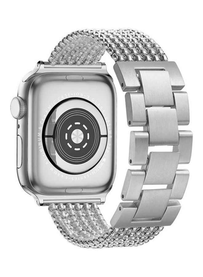 NIBEMINENT Ethnic Replacement Watchband for Apple Watch Series 1/2/3/4/5/6/7/SE 38/40/41mm Silver - Image 4