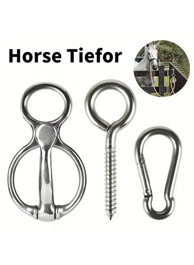 3pcs Stainless Steel Horse Rope Tie Buckle Set Durable Training Safety Collar - Image 1