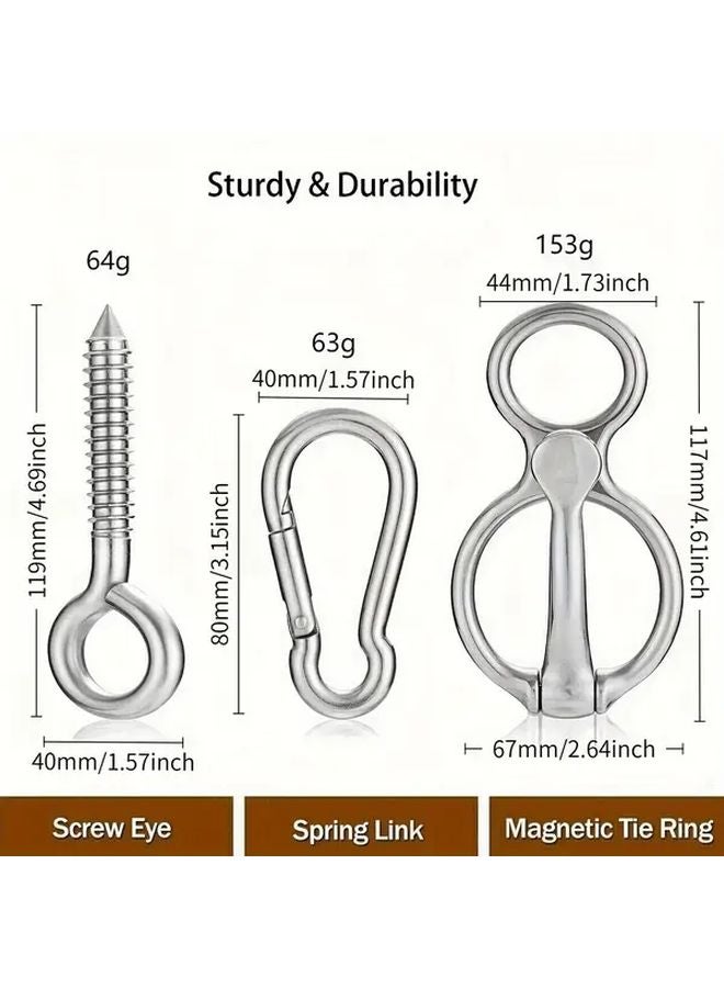 3pcs Stainless Steel Horse Rope Tie Buckle Set Durable Training Safety Collar - Image 5