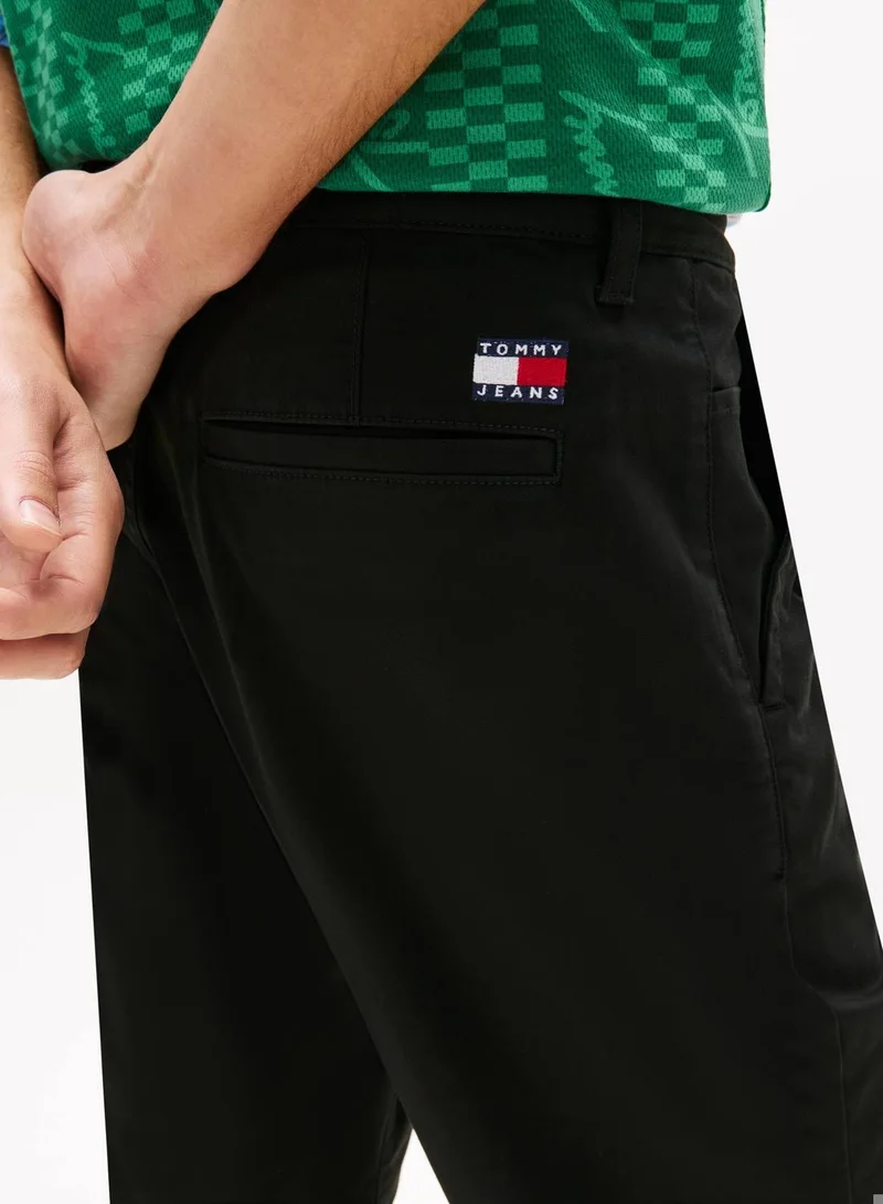 TOMMY JEANS Black Scanton Twill Slim Chino Shorts for Men | Best Price UAE