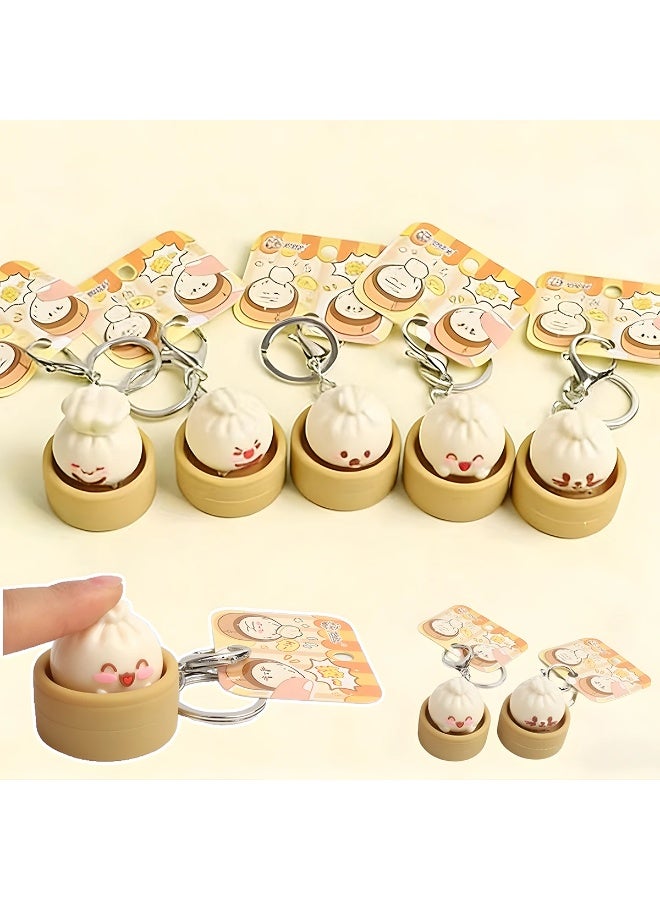 10PCS Cute Steamed Bun Squeeze Keychain Fidget Toy, Realistic Dimsum Design Stress Relief - Image 5