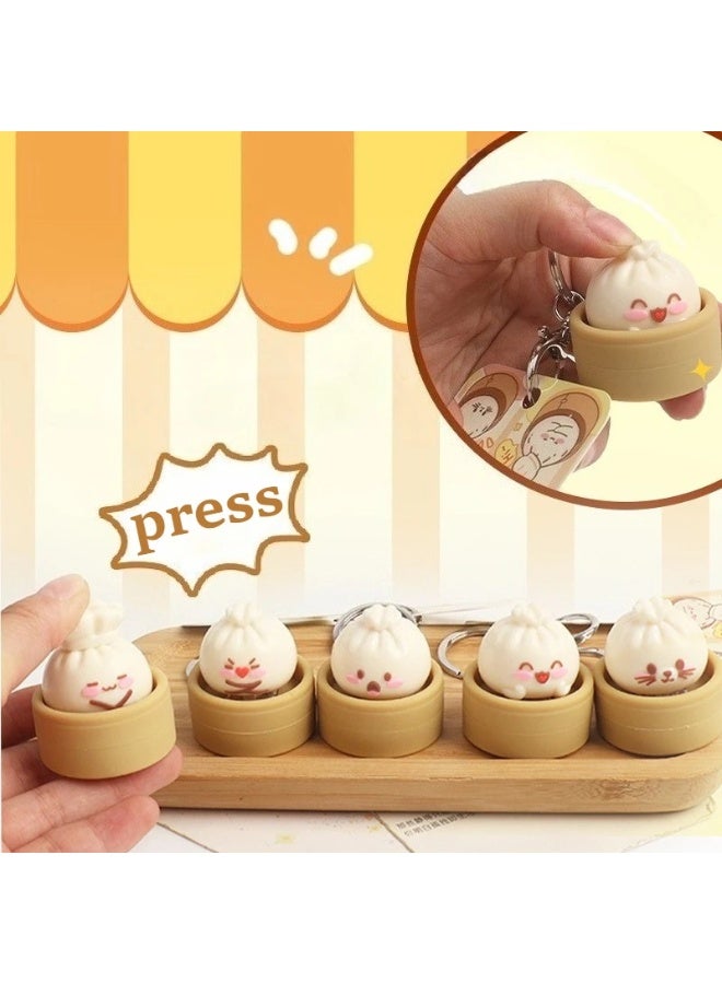10PCS Cute Steamed Bun Squeeze Keychain Fidget Toy, Realistic Dimsum Design Stress Relief - Image 1