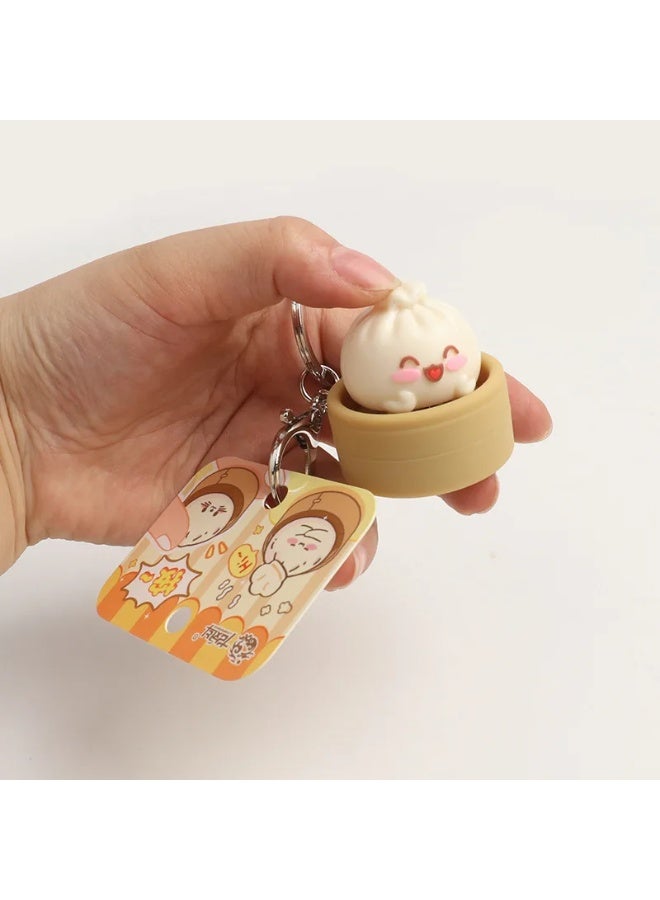 10PCS Cute Steamed Bun Squeeze Keychain Fidget Toy, Realistic Dimsum Design Stress Relief - Image 4