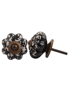 Indian-Shelf IndianShelf 2 Piece Black Etched Pumpkin Ceramic Luxurious Drawer Knobs for Kitchen Cabinet Hardware Door Pulls Decorative Dresser Antique  - Image 1