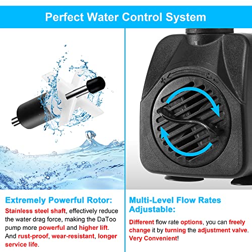 DaToo 160GPH 10W Submersible Water Pump Fountain Pump Ultra Quiet For Aquariums Fish Tank Pond Fountain Statuary Water Feature Hydroponics - Image 3