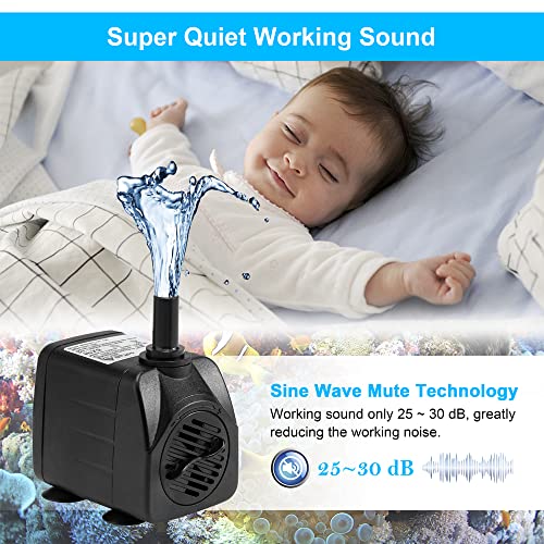 DaToo 160GPH 10W Submersible Water Pump Fountain Pump Ultra Quiet For Aquariums Fish Tank Pond Fountain Statuary Water Feature Hydroponics - Image 5