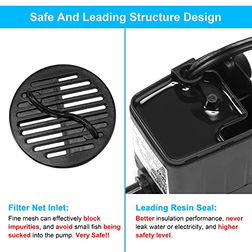 DaToo 160GPH 10W Submersible Water Pump Fountain Pump Ultra Quiet For Aquariums Fish Tank Pond Fountain Statuary Water Feature Hydroponics - Image 4