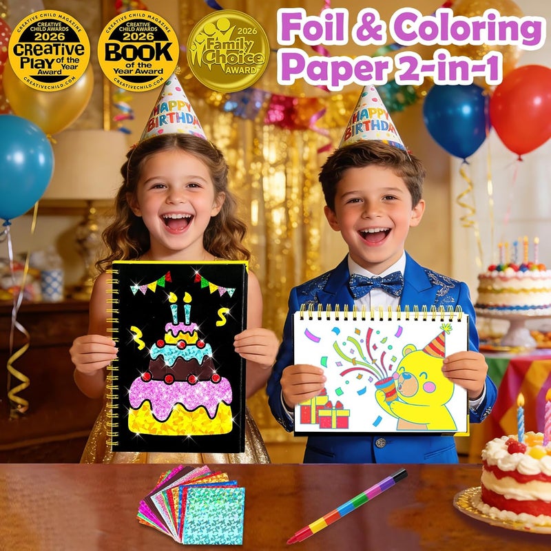 FUNNYB&G Transparent body Foil Art Kit - Foil Crafts for Kids, Toys for Girls 4-10 Years Old, No Mess Travel Essentials, Kids Toys, Girls Gifts, Birthday Gift, Coloring Books for Kids Light & heavy use compatible - Image 2
