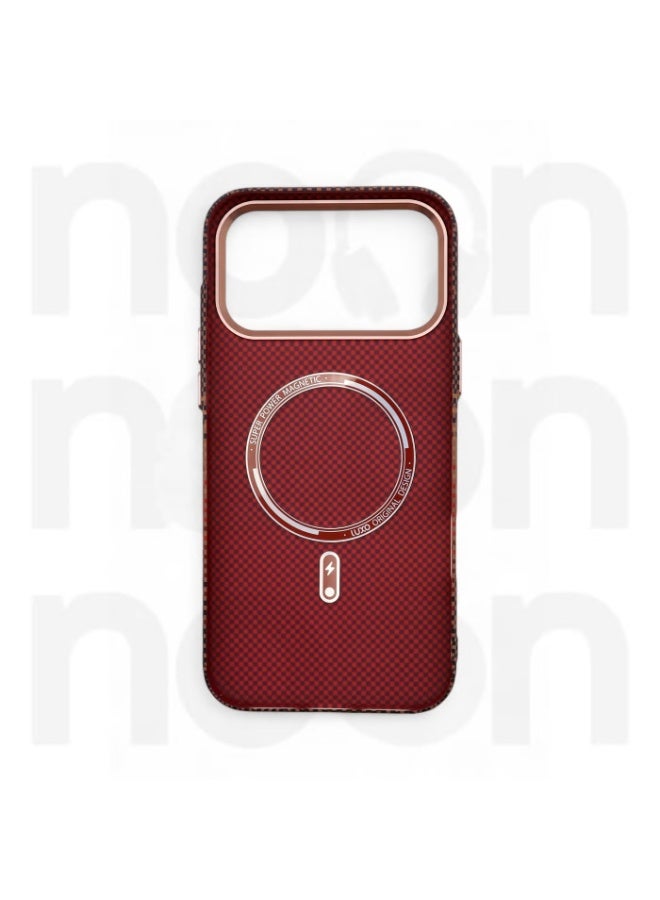 Carbon Fiber Phone Case for iPhone 17 pro max, Ultra-Thin Magnetic Cover with Kevlar Pattern, Scrub Texture Grip Skin, Sunset - Image 2