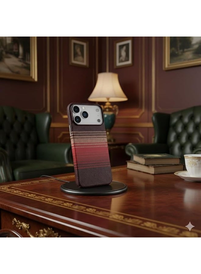 Carbon Fiber Phone Case for iPhone 17 pro max, Ultra-Thin Magnetic Cover with Kevlar Pattern, Scrub Texture Grip Skin, Sunset - Image 5