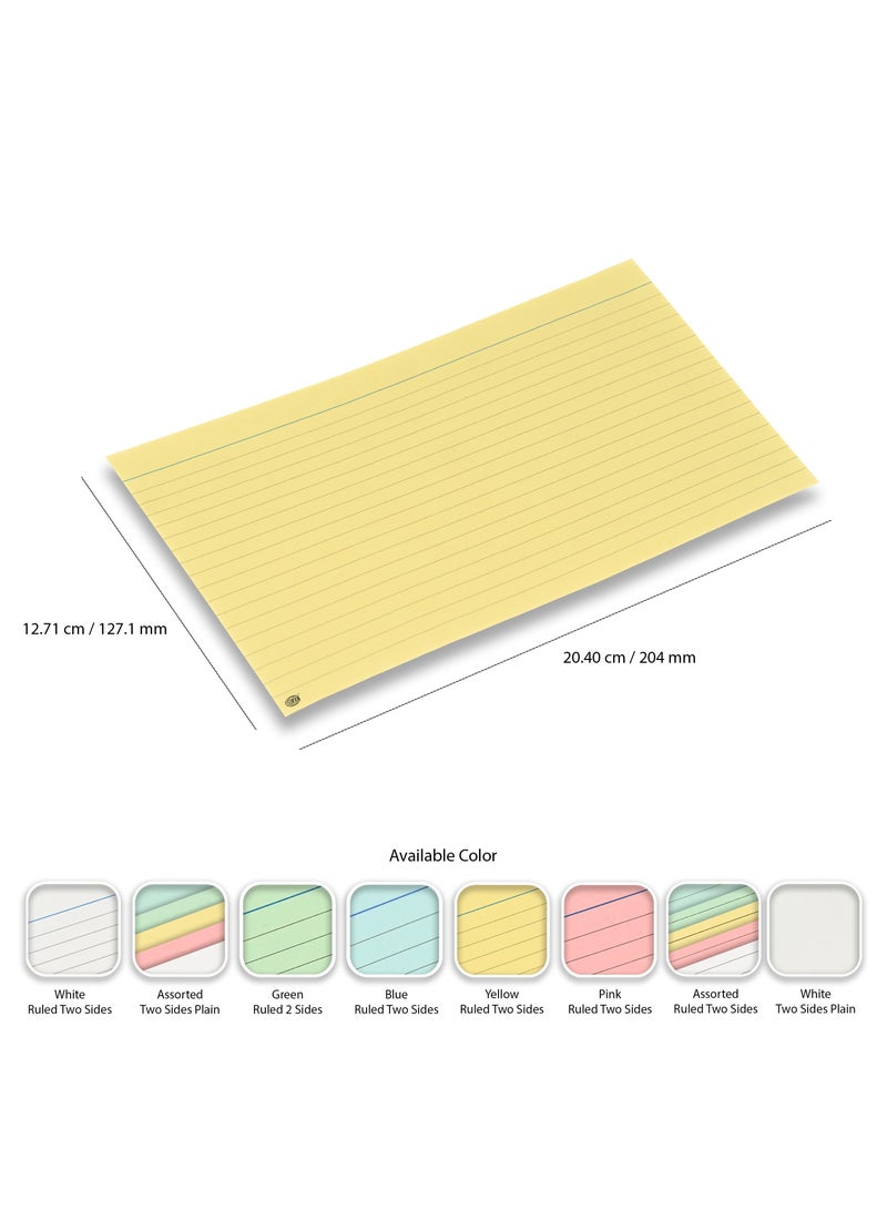FIS® Ruled Record Cards or Index Cards, Size:8"x5" Inches (203x127mm), Two Sides Single Ruled, 180gsm, 100 Sheets Per Packet,Packet of 3 Pieces, Yellow Color-FSIC85-180YL-3 - Image 4