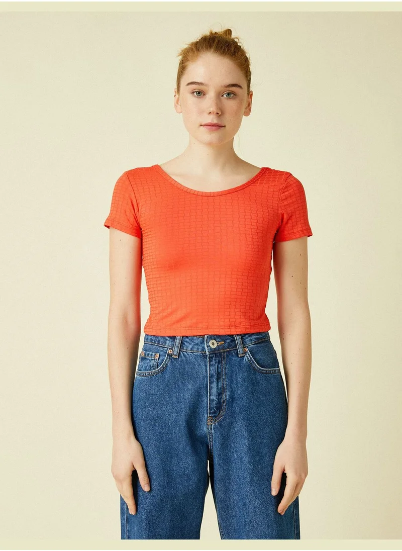 كوتون Crop T-Shirt Crew Neck