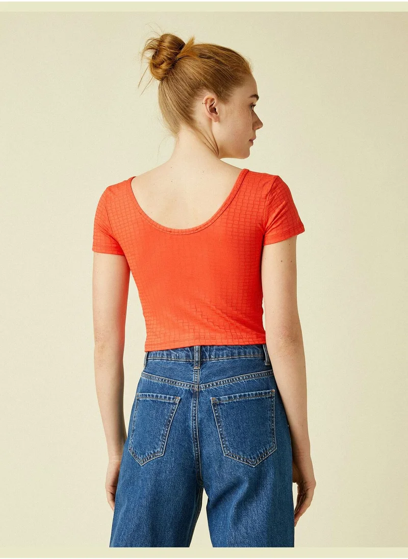 كوتون Crop T-Shirt Crew Neck