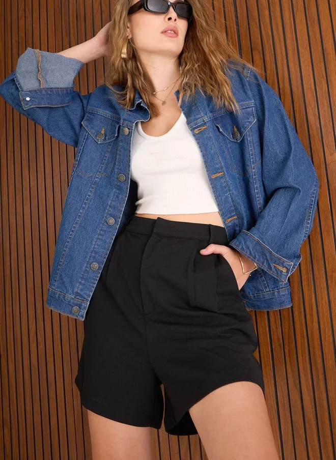 SASSAFRAS  High-Rise Black Shorts for Women for Women | Best Price UAE