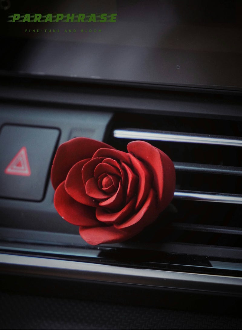 Paraphrase 2Pieces Handmade Car Air Vent Diffuser Clips, Cute Red Rose & Teddy Bear Air Freshener, Aromatherapy Scented Accessory for Car Interior Decoration - Image 2