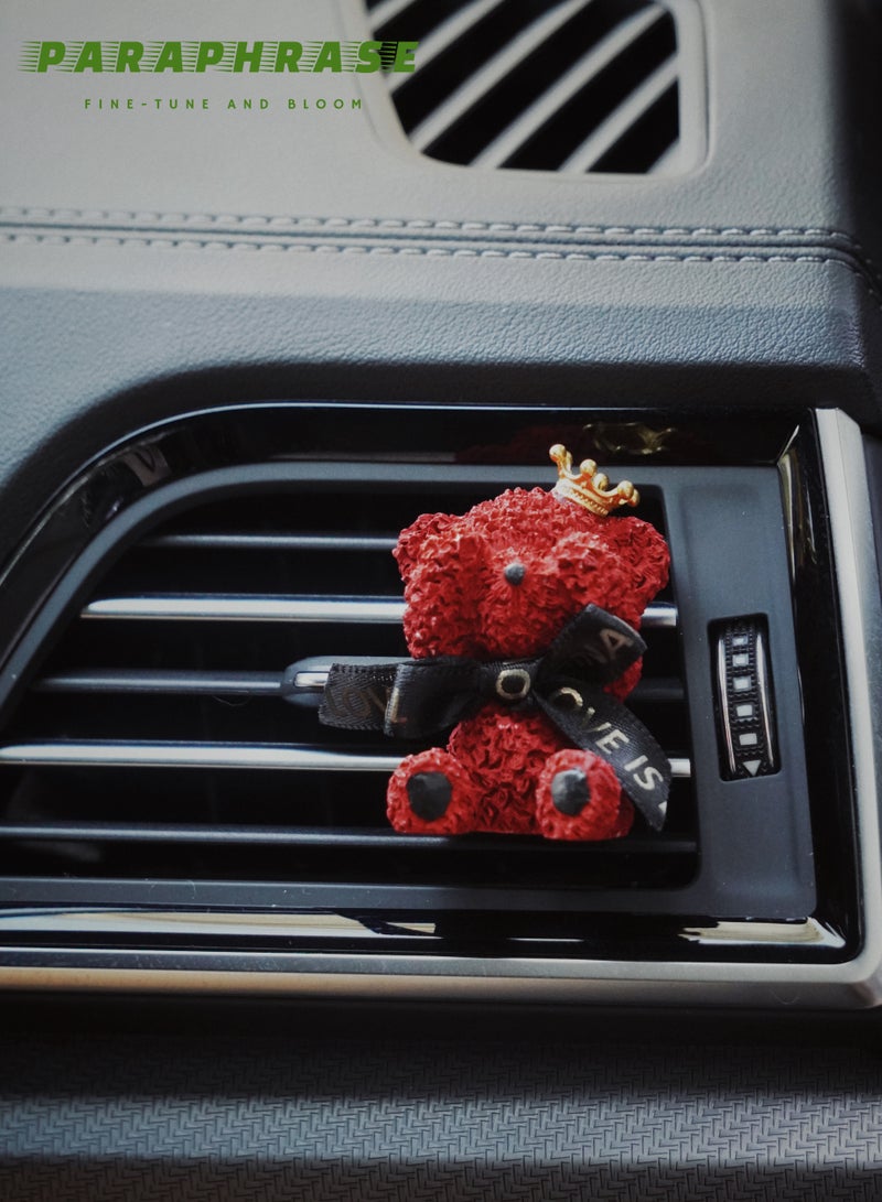 Paraphrase 2Pieces Handmade Car Air Vent Diffuser Clips, Cute Red Rose & Teddy Bear Air Freshener, Aromatherapy Scented Accessory for Car Interior Decoration - Image 3