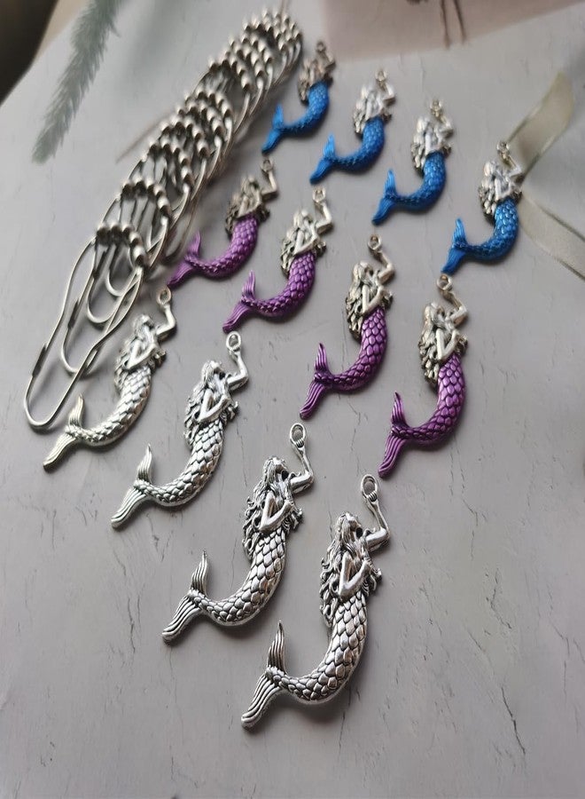Aimoye Cute Mermaid Shower Curtain Hooks - Sea Shower Hooks for Shower Curtain Liner, Silver Shower Curtain Rings Decorative Shower Curtain Set Accessory, Tropical Jungle Beach Theme Bathroom Decor - Image 3