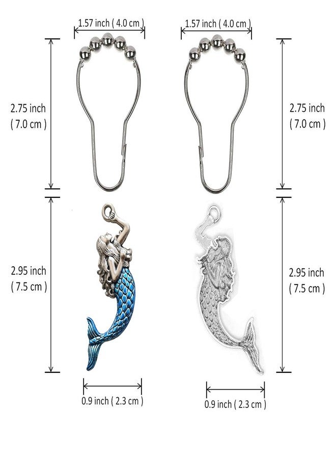 Aimoye Cute Mermaid Shower Curtain Hooks - Sea Shower Hooks for Shower Curtain Liner, Silver Shower Curtain Rings Decorative Shower Curtain Set Accessory, Tropical Jungle Beach Theme Bathroom Decor - Image 4