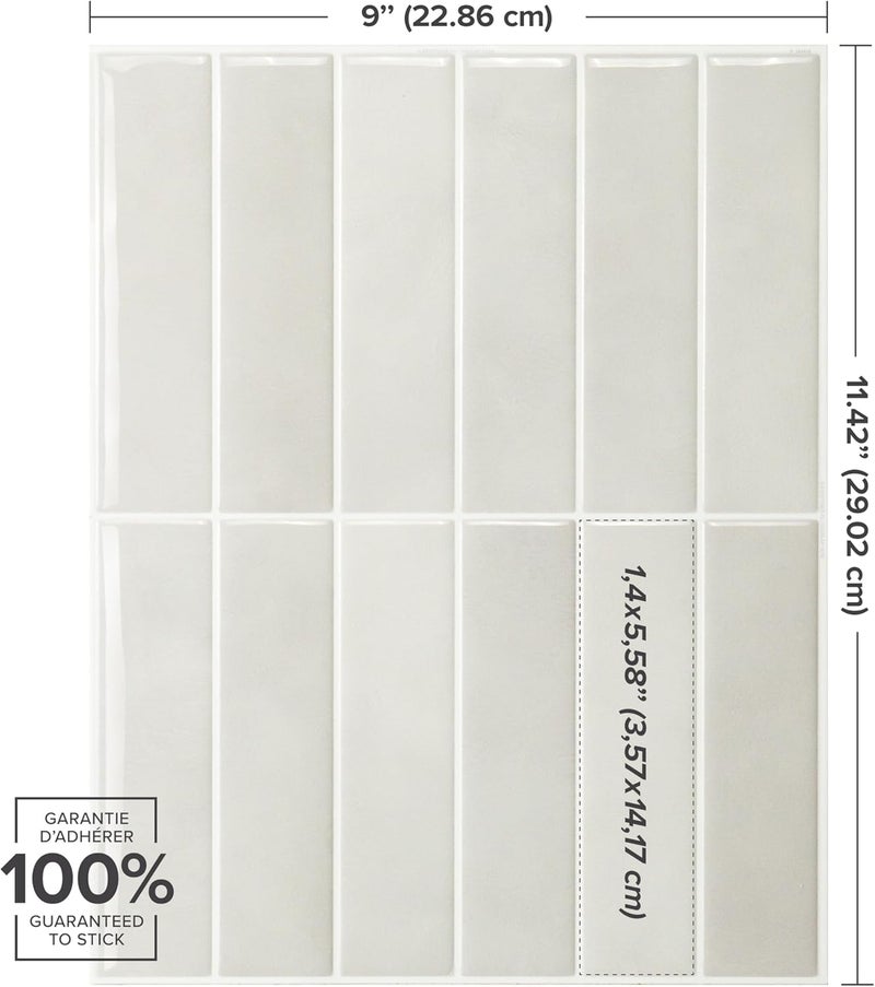 Smart Tiles Peel and Stick backsplash tiles, Morocco Grey/White, 5 Wall Panels (11,43"x9") for Kitchen Backsplash & Bathroom Vanity - Canadian Made Peel and Stick Tiles for Home Decor - Image 3