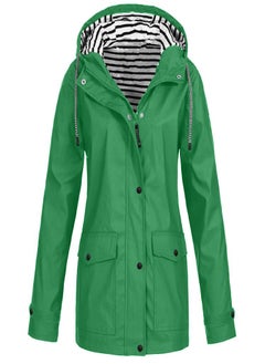 Women Solid Rain Outdoor Plus Waterproof Hooded Raincoat Windproof Jacket Coat