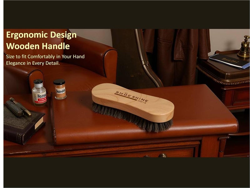 SHOESHINE Shoe Brush for Cleaning & Polish (Pack of 2) Fine Quality Leather Shoes & Boot Brushes - Image 3