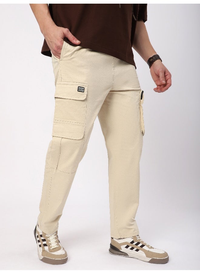 Beyoung - Off White Zip Pocket 3D Cargo Pants - Image 1