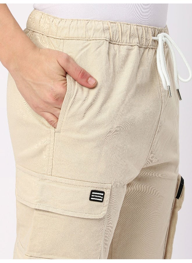 Beyoung - Off White Zip Pocket 3D Cargo Pants - Image 1