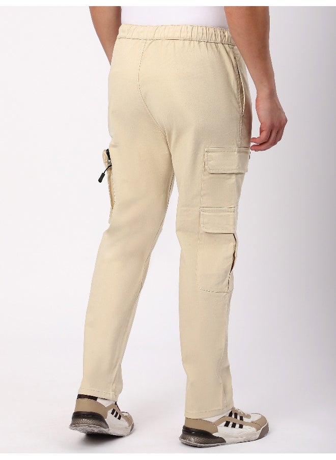 Beyoung - Off White Zip Pocket 3D Cargo Pants - Image 1