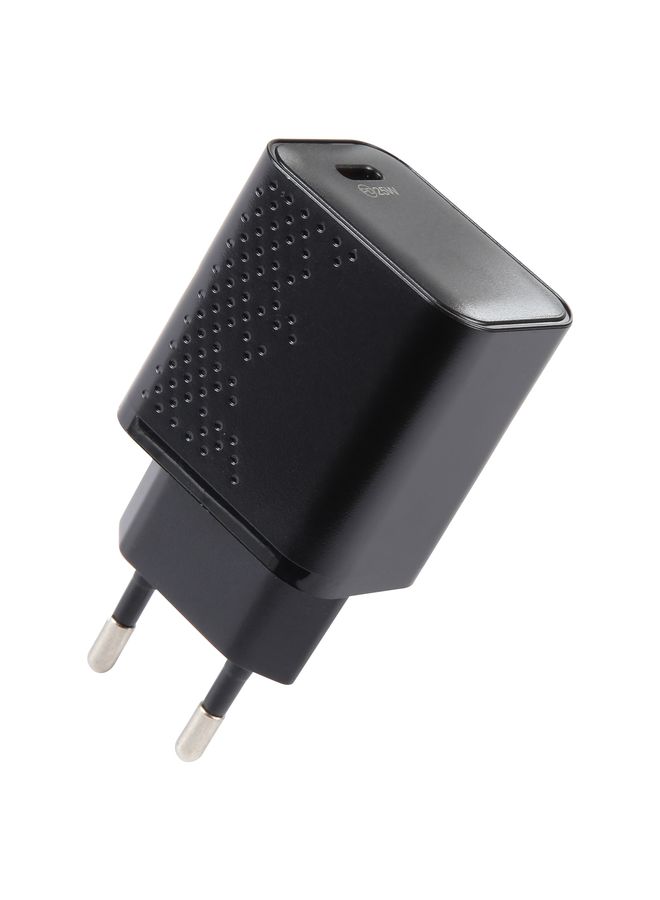 بيوينتي LZ-105PD 25W USB-C / Type-C Ports Dot Pattern Travel Charger, EU Plug(Black) - Image 1